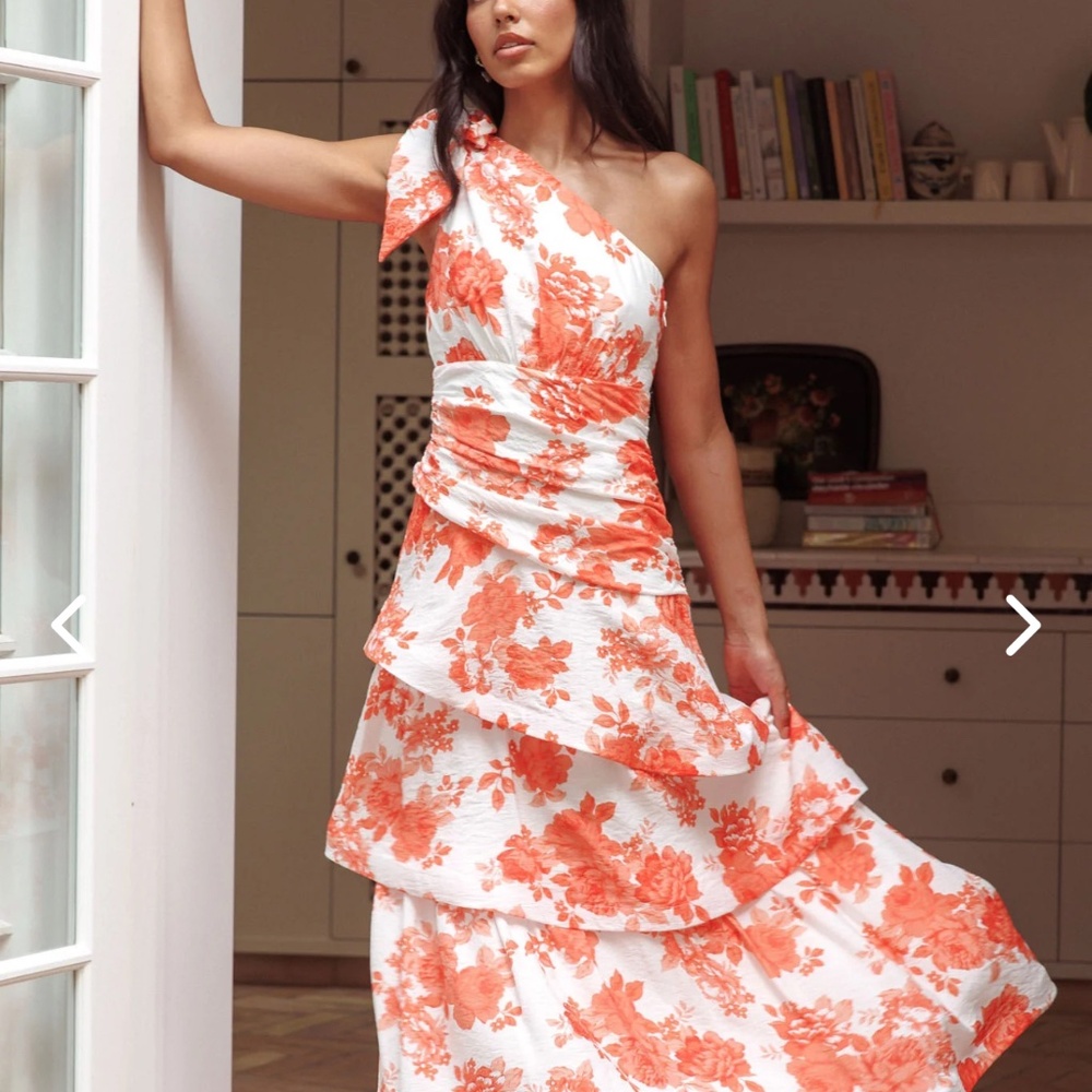 KENNY ONE SHOULDER TIERED MAXI DRESS ORANGE